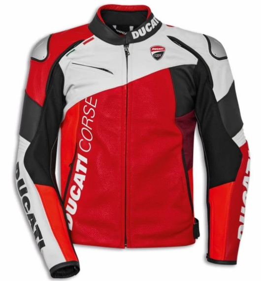 Ducati LEATH. JACKET DC C6 RE/WH/BL PERF - 46