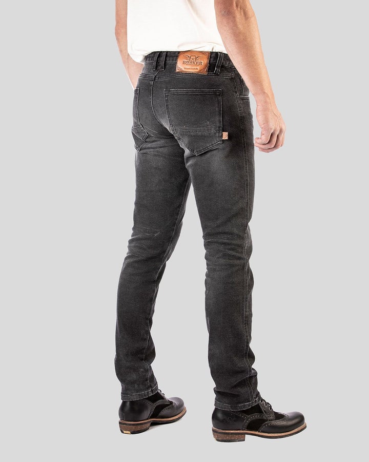 Rokkertech Tapered Slim Black Motorcykel Jeans - L32W29