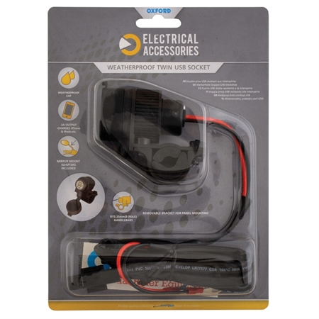 USB 5V 2Amp Dual socket &amp; fused loom