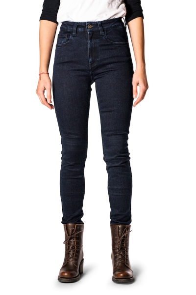 Rokker Tech High Waist D.Blue Dame Motorcykel Jeans - L32W25